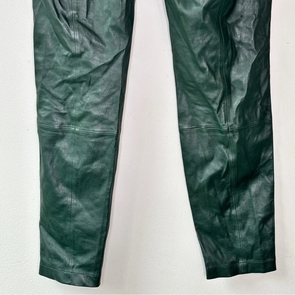 Lafayette 148 New York Spruce Green Mercer Skinny‎ Leg Leather Pants Size 8 - Picture 11 of 13